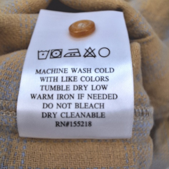 Wildfang Shirt Womens XS Camel Tan Plaid Essential Flannel Button Up Long Sleeve - Picture 6 of 9